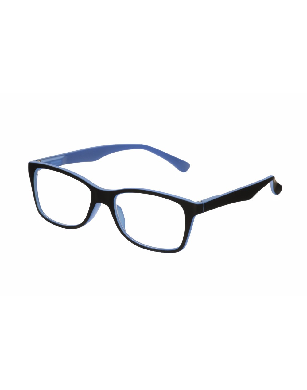 black glasses with blue inside