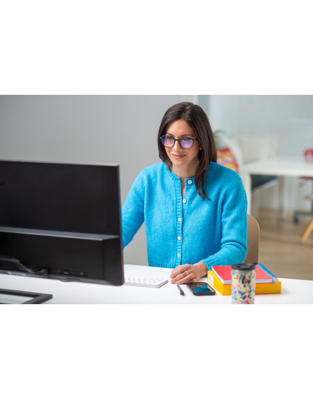 JULIA turtle brown - occhiali da lettura con Screen Protect