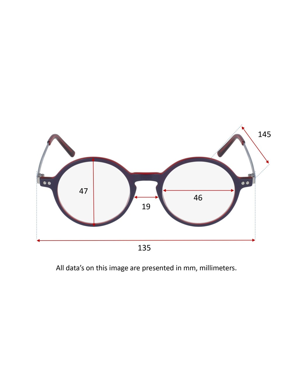 Lunettes loupes de lecture - modèle homme et femme - NAVY METAL